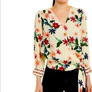 Laundry By Shelli Segal Floral Cropped Top NWT vanilla custard wrap